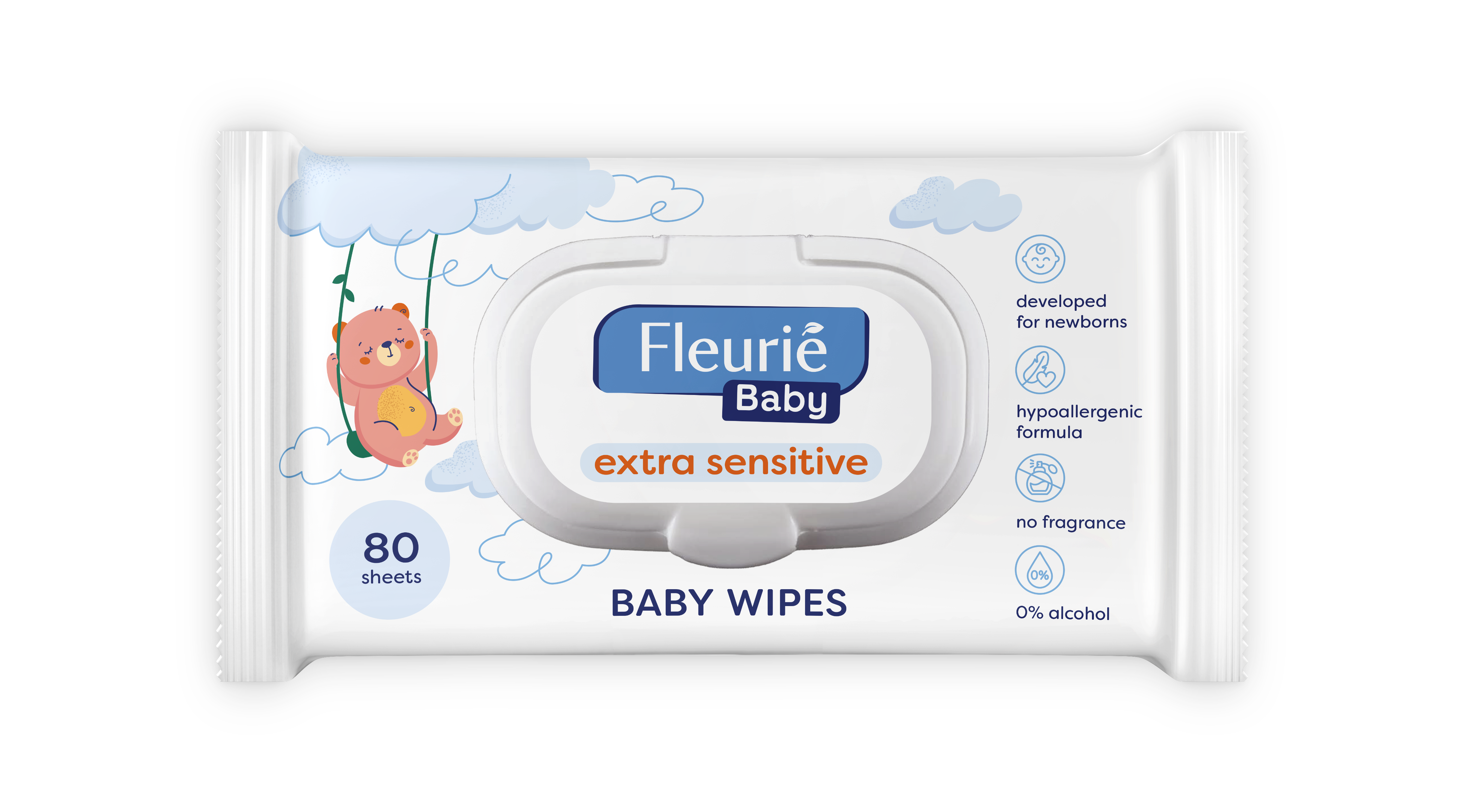 Fleurie Baby Wipes 80 Sheets Assorted
