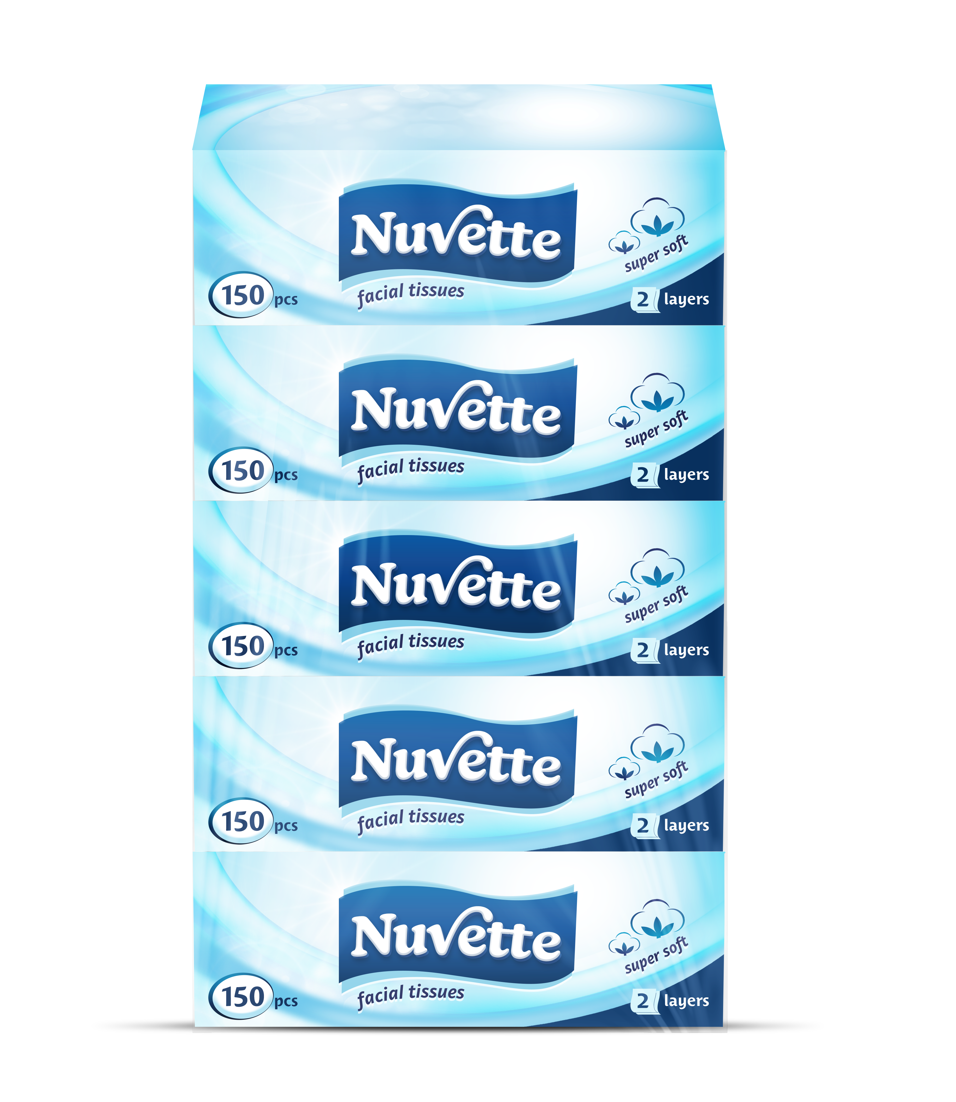 Nuvette Super Soft Facial Tissue 2Ply 5x150 Sheets